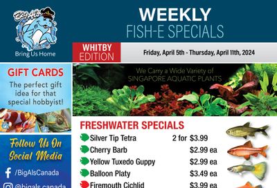 Big Al's (Whitby) Weekly Specials April 5 to 11