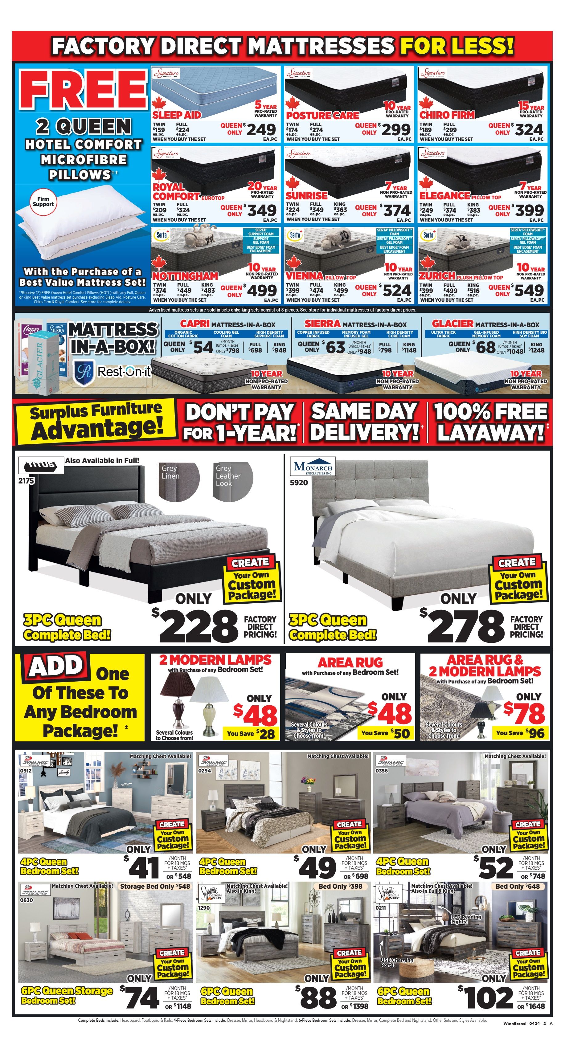 Surplus Furniture & Mattress Warehouse (Winnipeg, Brandon) Flyer April 8 to 28
