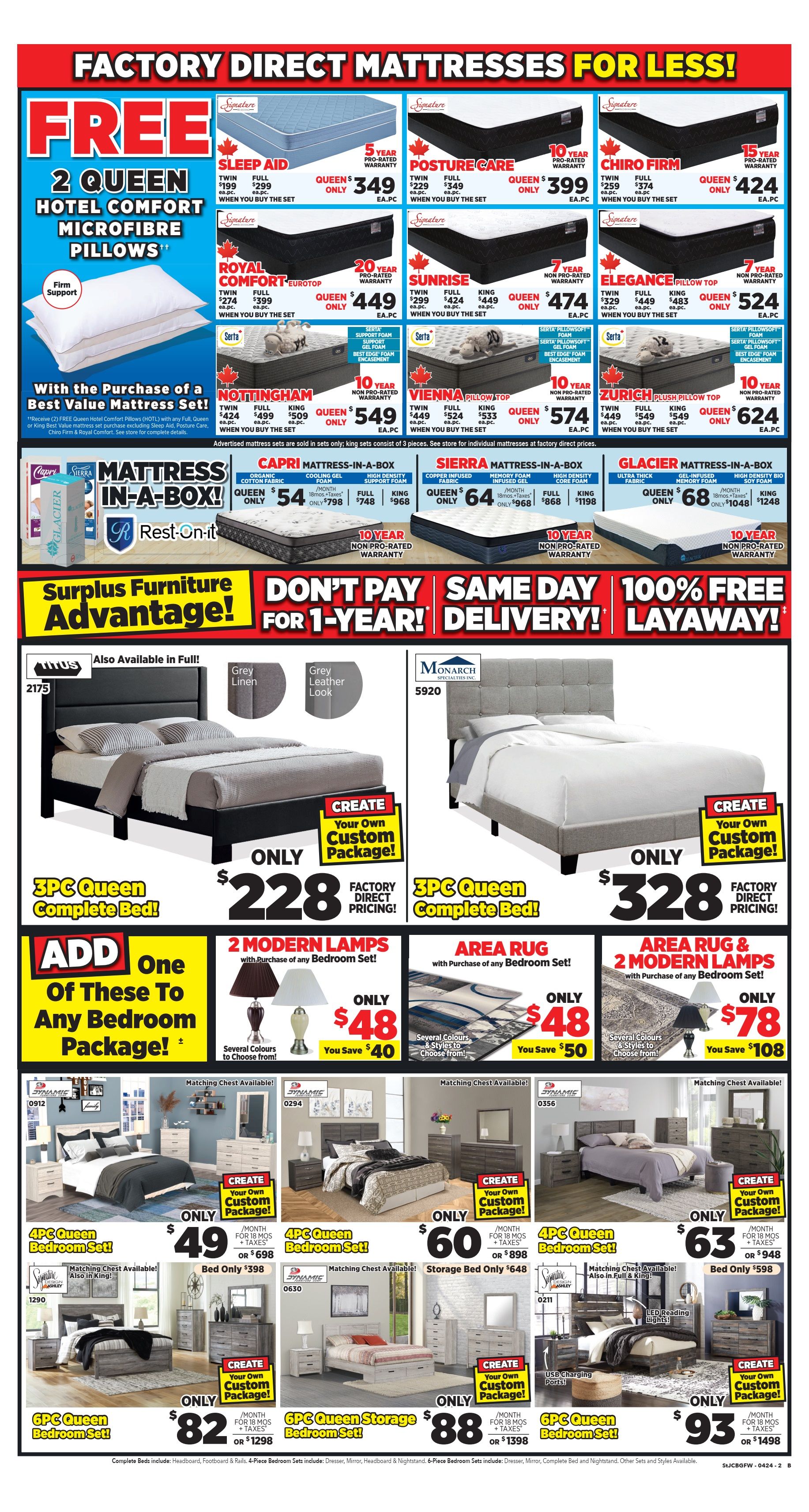 Surplus Furniture & Mattress Warehouse (St. John's, Corner Brook, Grand Falls Windsor) Flyer April 8 to 28