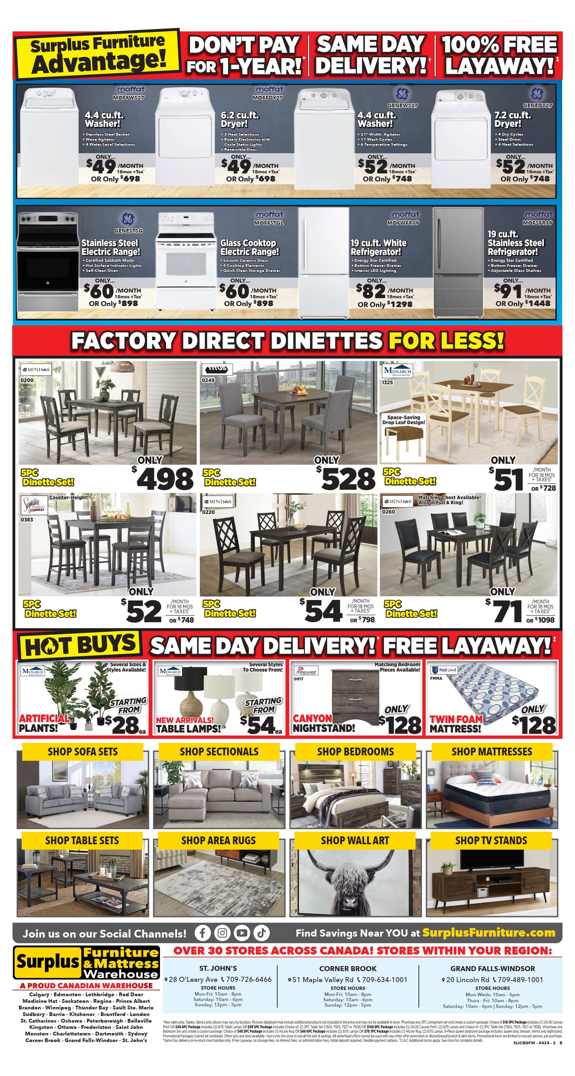 Surplus Furniture & Mattress Warehouse (St. John's, Corner Brook, Grand Falls Windsor) Flyer April 8 to 28