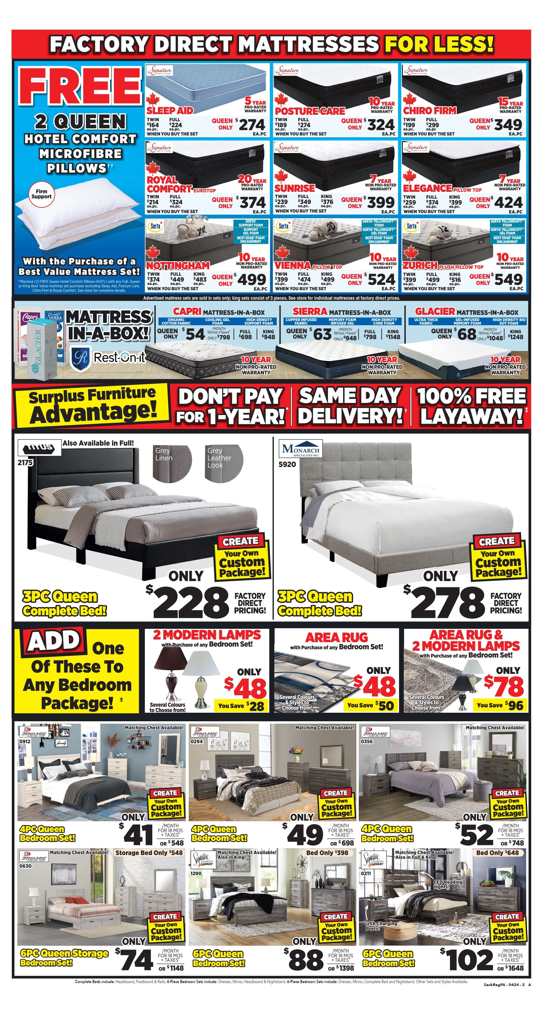 Surplus Furniture & Mattress Warehouse (Regina, Saskatoon, Prince Albert) Flyer April 8 to 28