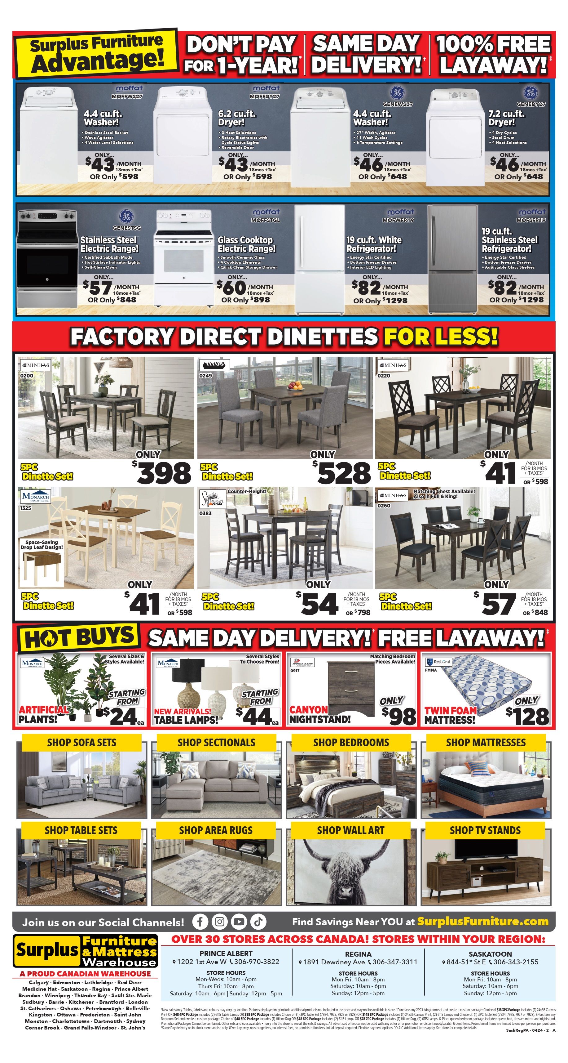 Surplus Furniture & Mattress Warehouse (Regina, Saskatoon, Prince Albert) Flyer April 8 to 28