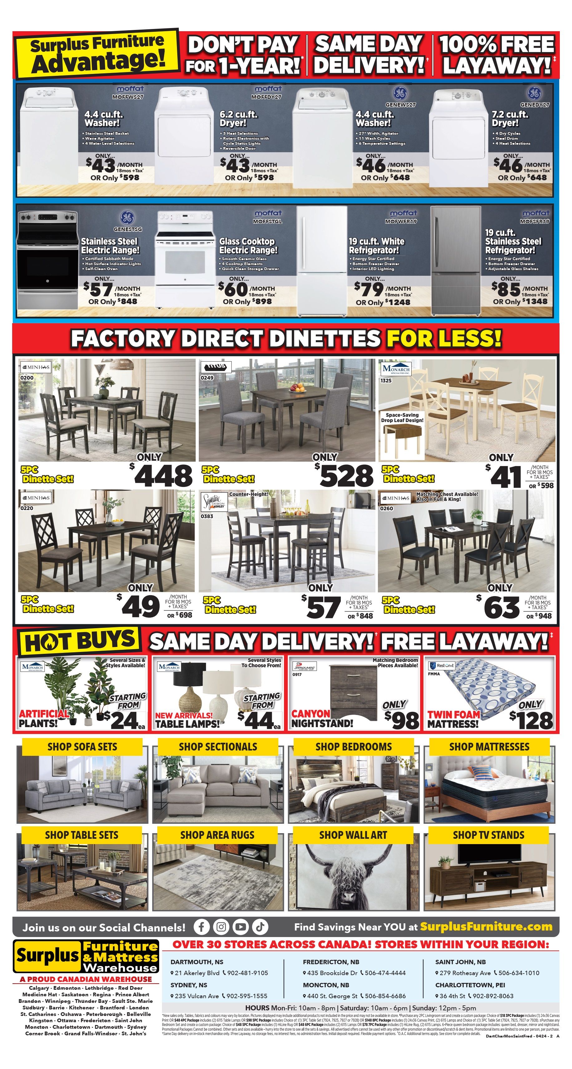 Surplus Furniture & Mattress Warehouse (Dartmouth, Charlottetown, Moncton, Saint John, Fredericton) Flyer April 8 to 28