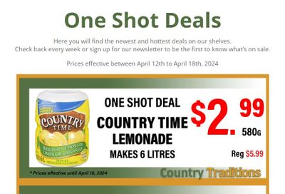 Country Traditions One-Shot Deals Flyer April 12 to 18