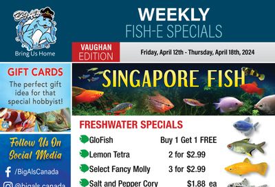 Big Al's (Vaughan) Weekly Specials April 12 to 18