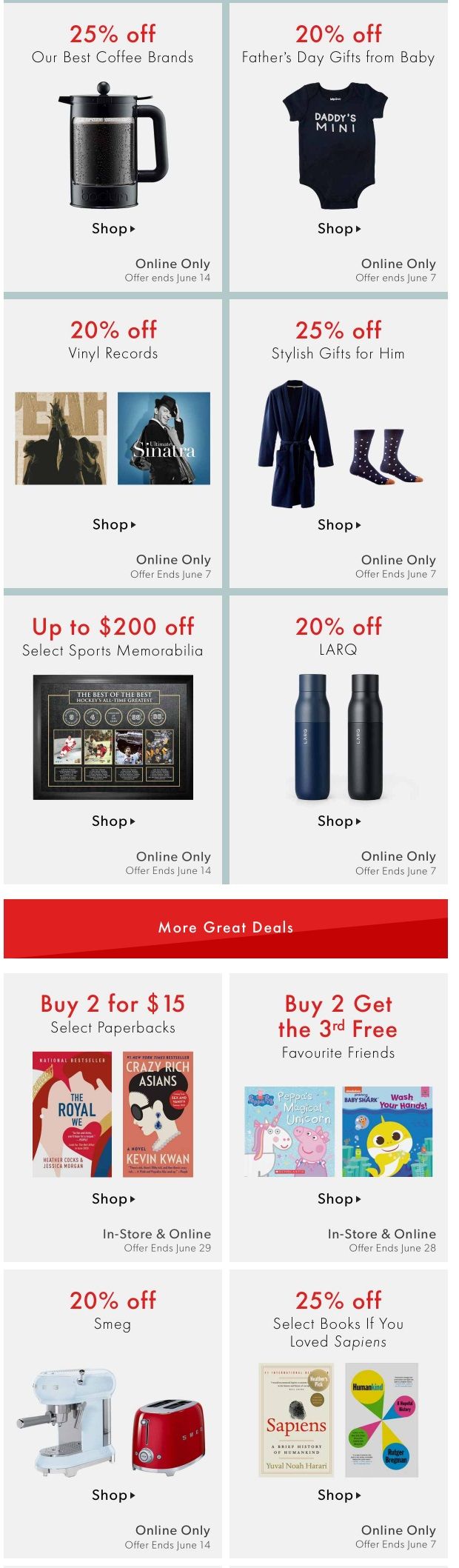 Chapters Indigo Online Deals of the Week June 1 to 7