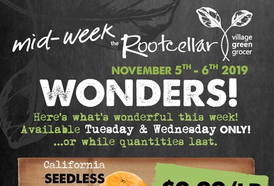 The Root Cellar Mid-Week Flyer November 5 and 6