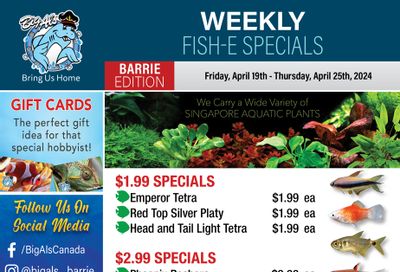 Big Al's (Barrie) Weekly Specials April 19 to 25