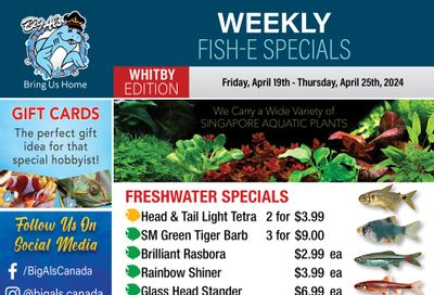 Big Al's (Whitby) Weekly Specials April 19 to 25