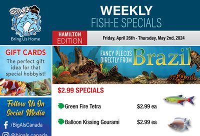 Big Al's (Hamilton) Weekly Specials April 26 to May 2