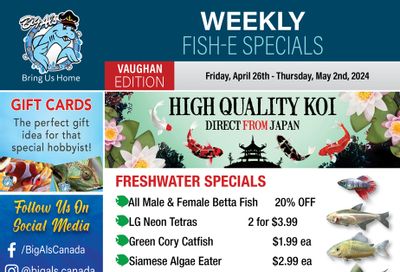 Big Al's (Vaughan) Weekly Specials April 26 to May 2
