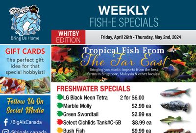 Big Al's (Whitby) Weekly Specials April 26 to May 2