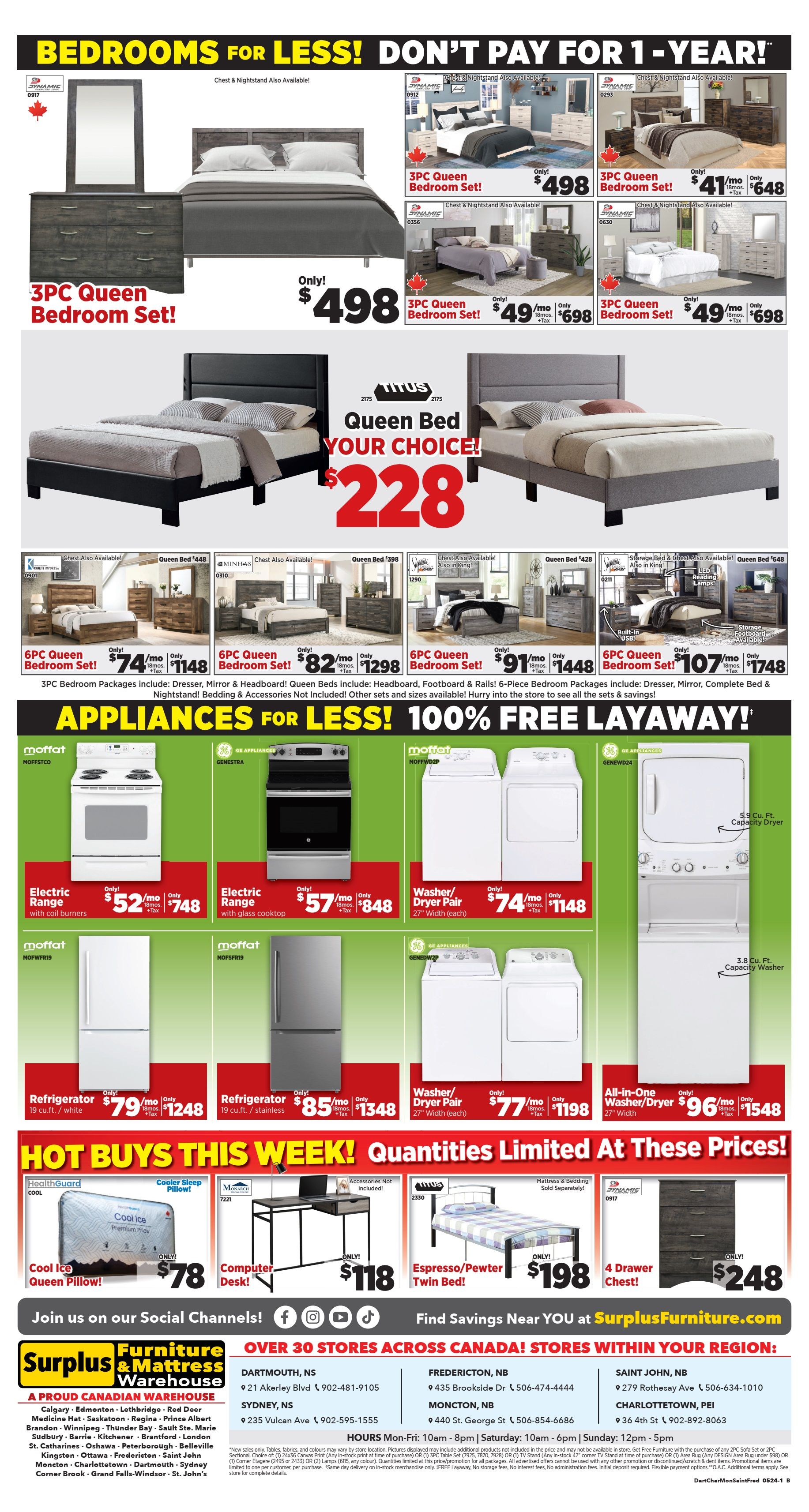 Surplus Furniture & Mattress Warehouse (Dartmouth, Charlottetown, Moncton, Saint John, Fredericton) Flyer April 29 to May 5