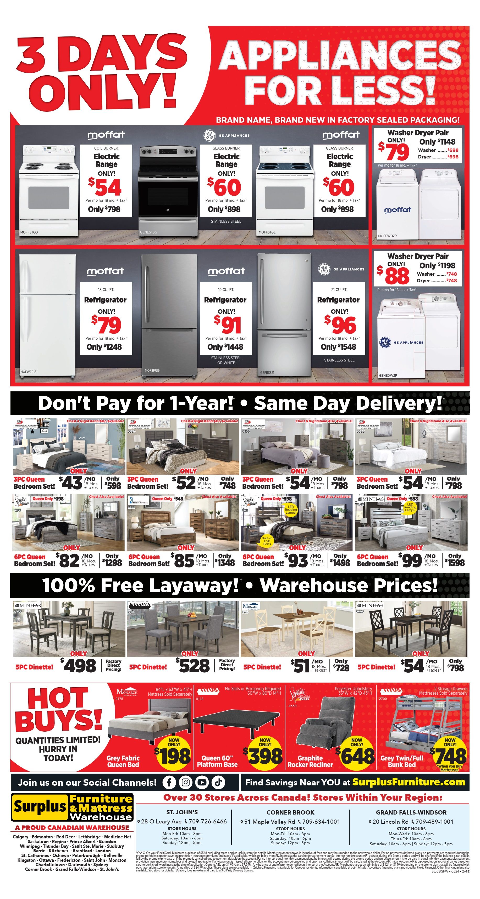 Surplus Furniture & Mattress Warehouse (St. John's, Corner Brook, Grand Falls Windsor) Flyer May 6 to 12