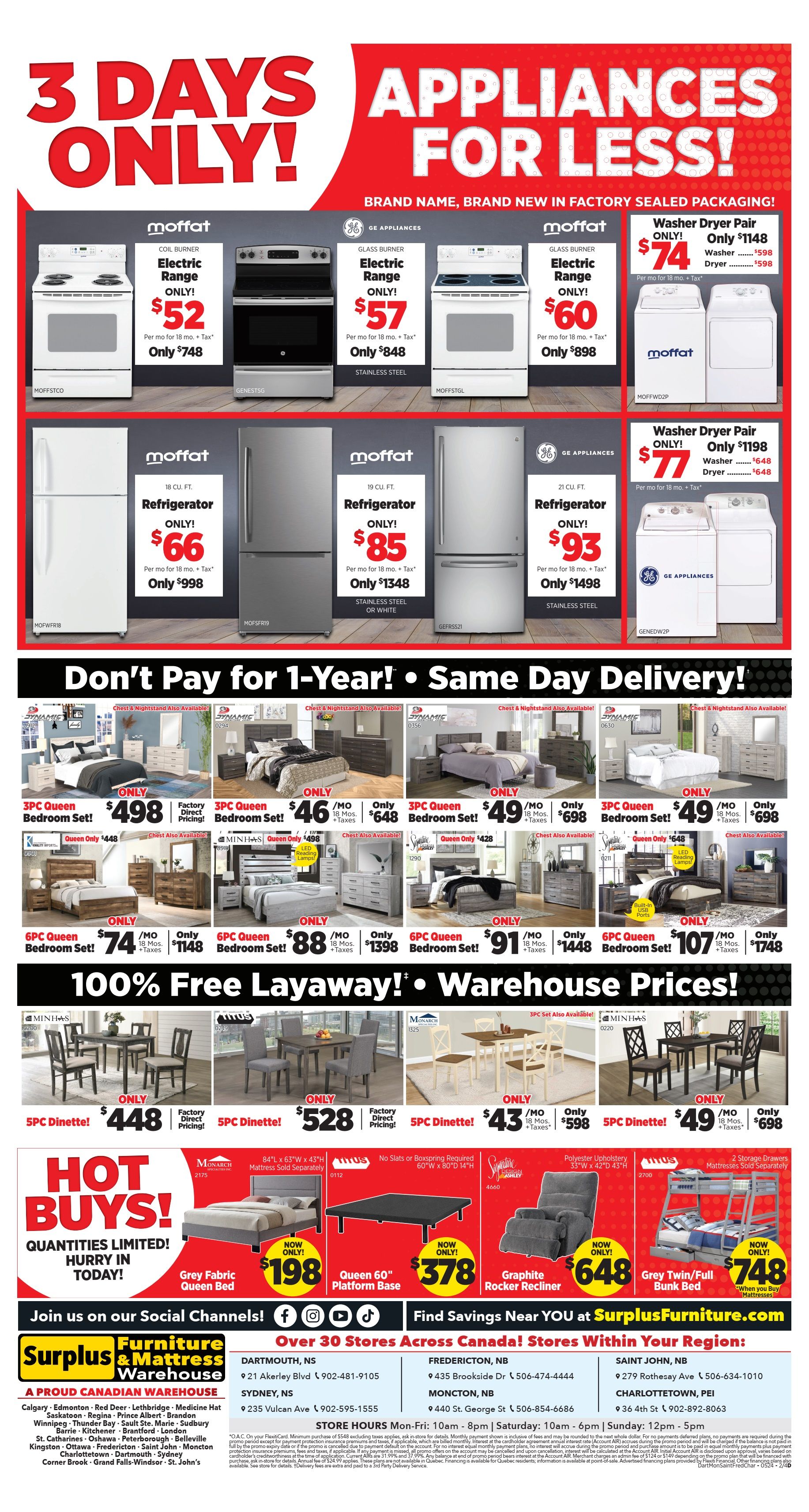 Surplus Furniture & Mattress Warehouse (Dartmouth, Charlottetown, Moncton, Saint John, Fredericton) Flyer May 6 to 12