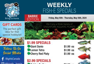 Big Al's (Barrie) Weekly Specials May 10 to 16