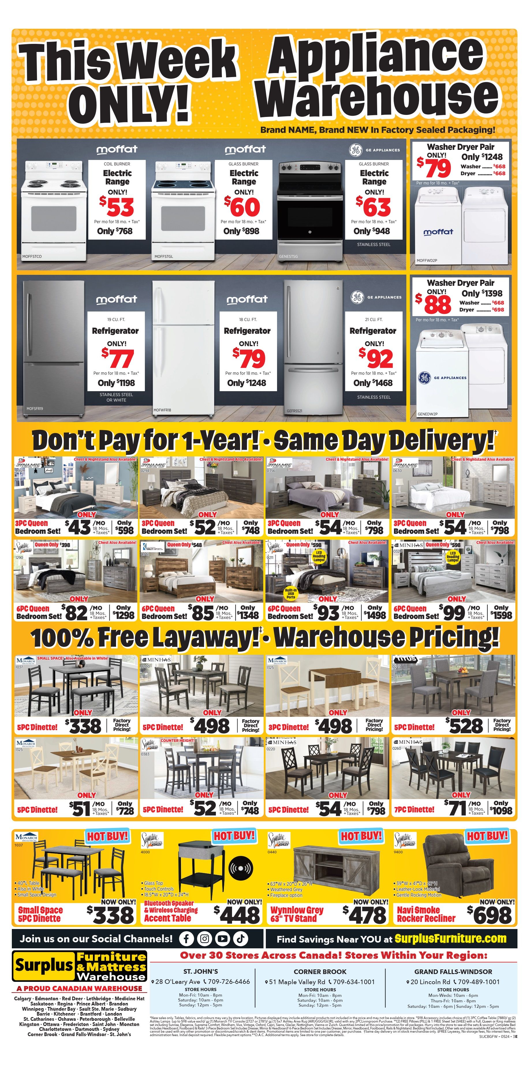 Surplus Furniture & Mattress Warehouse (St. John's, Corner Brook, Grand Falls Windsor) Flyer May 13 to 19