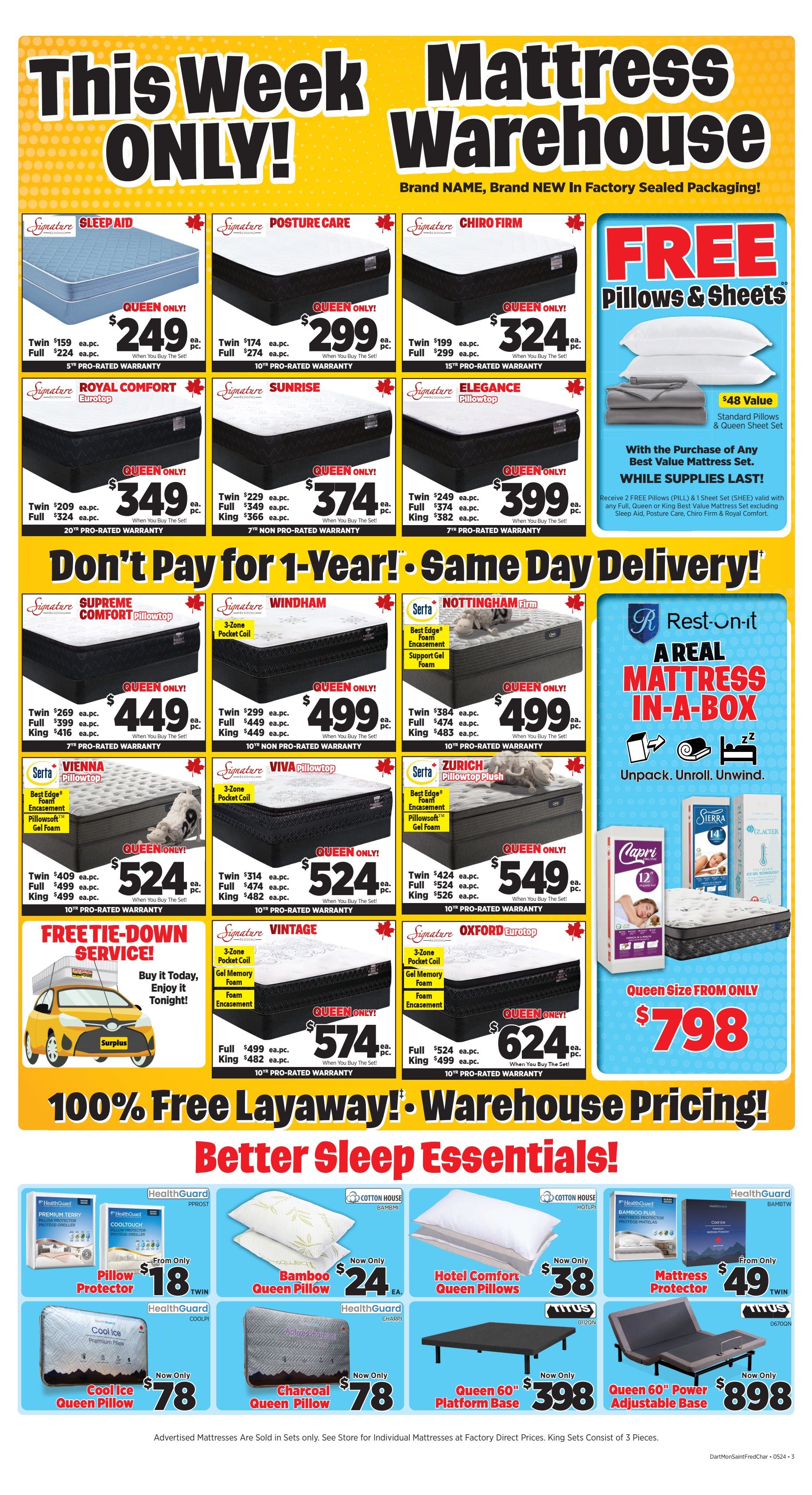 Surplus Furniture & Mattress Warehouse (Dartmouth, Charlottetown, Moncton, Saint John, Fredericton) Flyer May 13 to 19