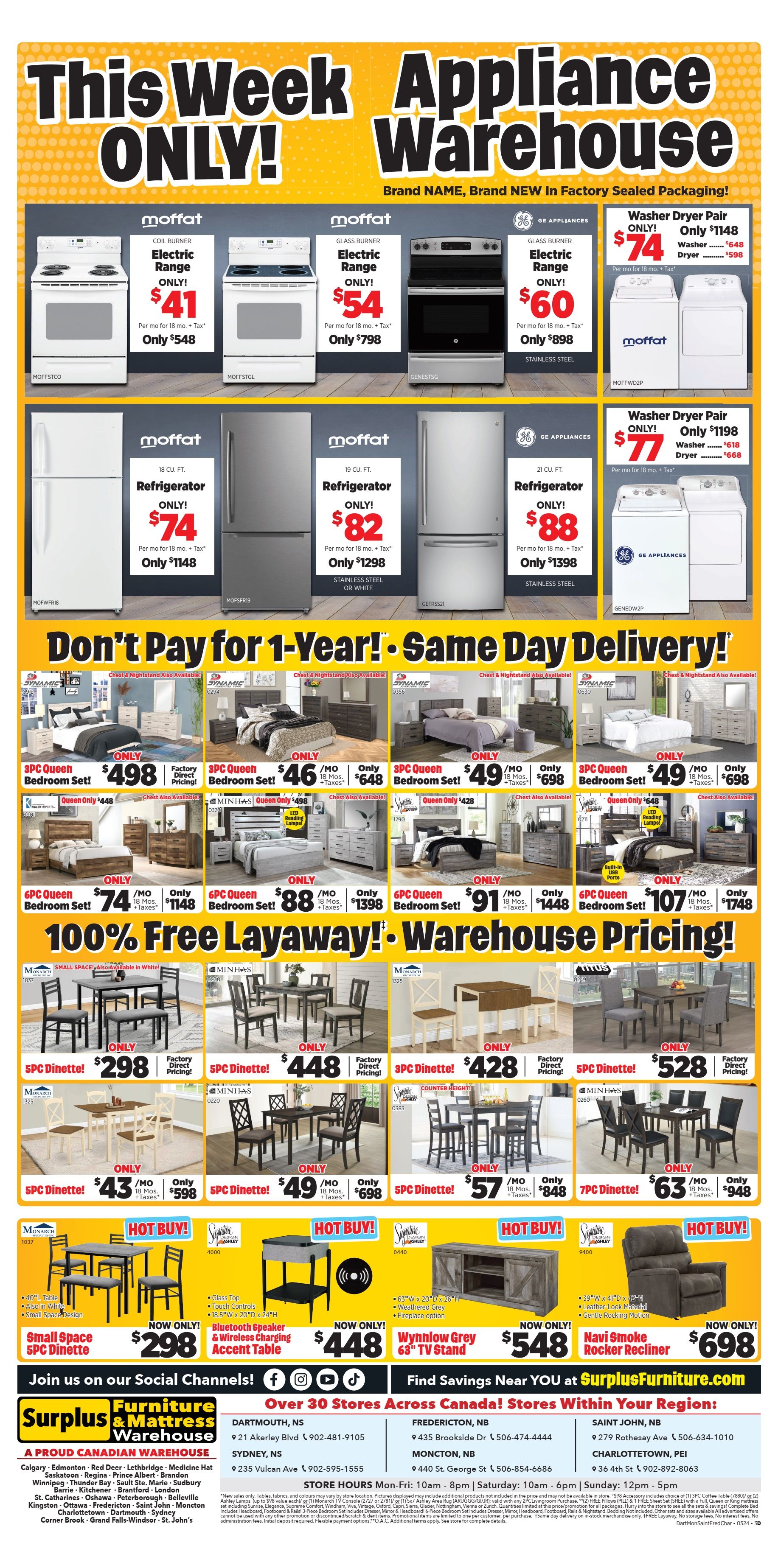 Surplus Furniture & Mattress Warehouse (Dartmouth, Charlottetown, Moncton, Saint John, Fredericton) Flyer May 13 to 19