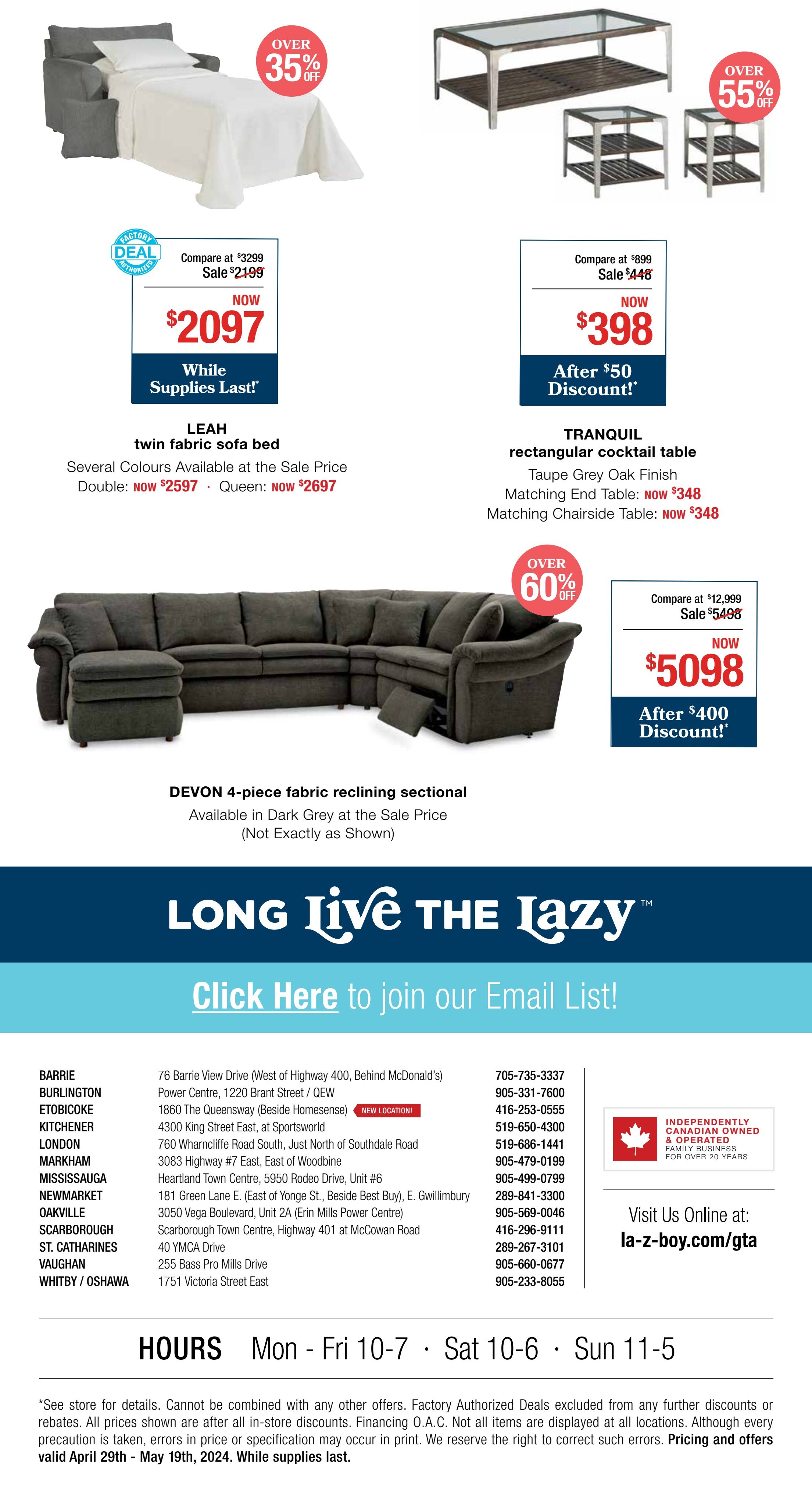 La-Z-Boy Flyer April 29 to May 19