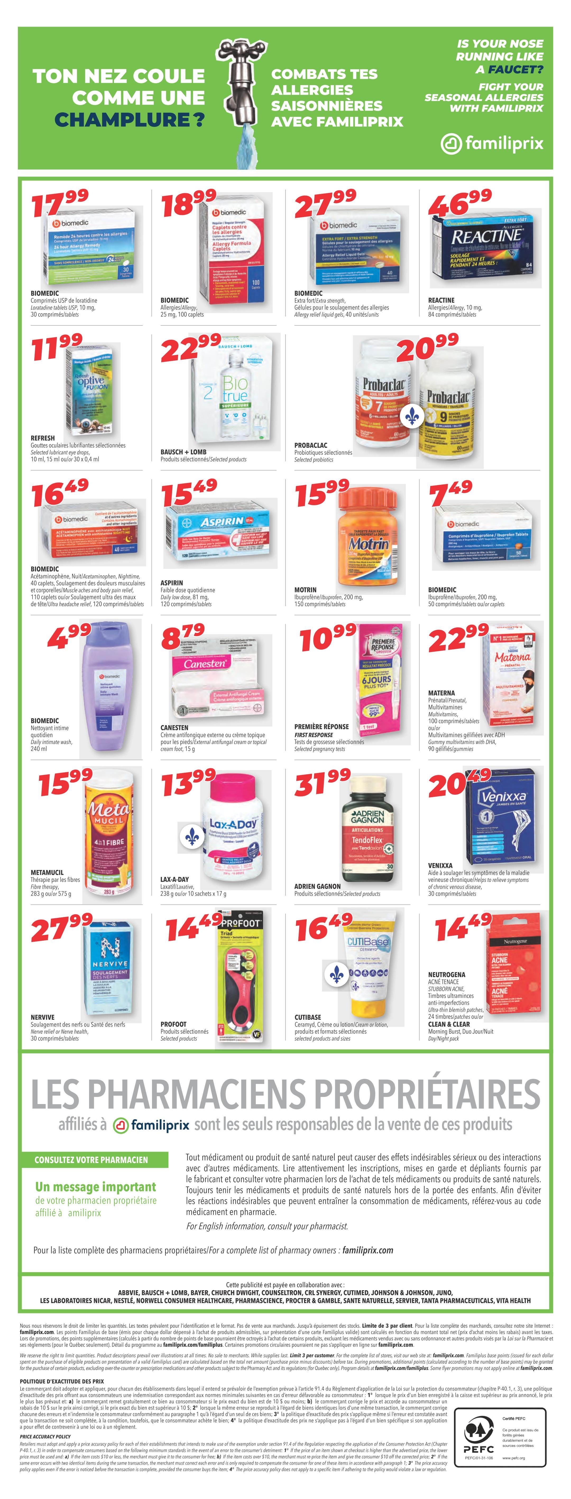 Familiprix Clinique Flyer May 16 to 22