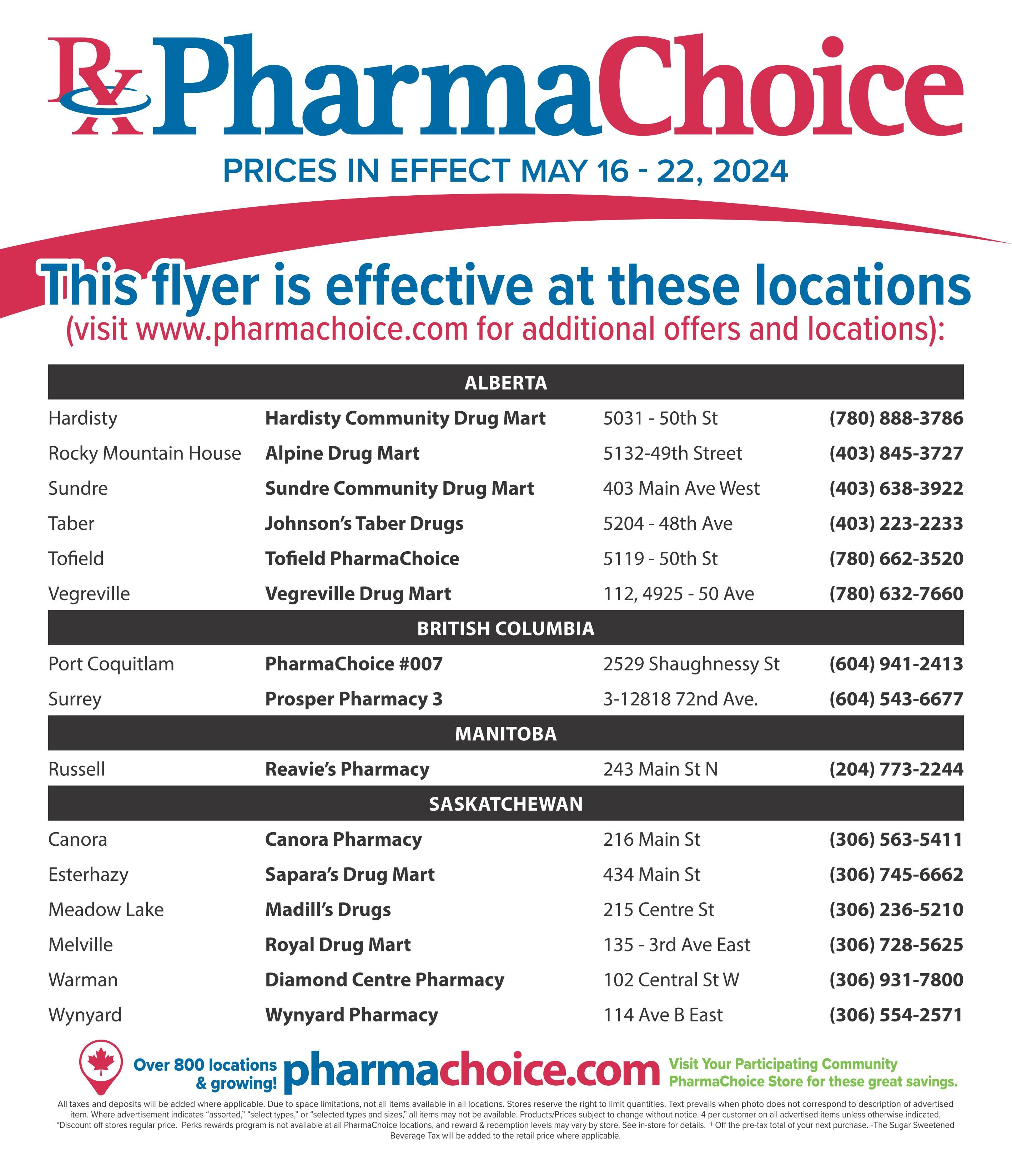 PharmaChoice (BC, AB, SK & MB) Flyer May 16 to 22
