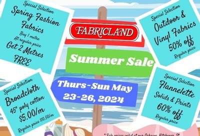 Fabricland (Oshawa, Whitby, Kitchener, St. Catharines, Welland) Flyer May 23 to 26