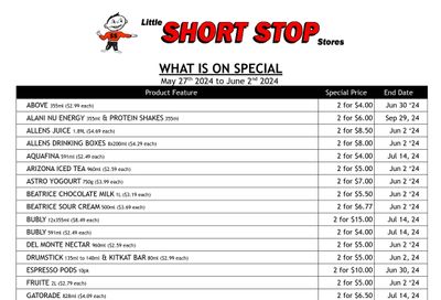 Little Short Stop Flyer May 27 to June 2