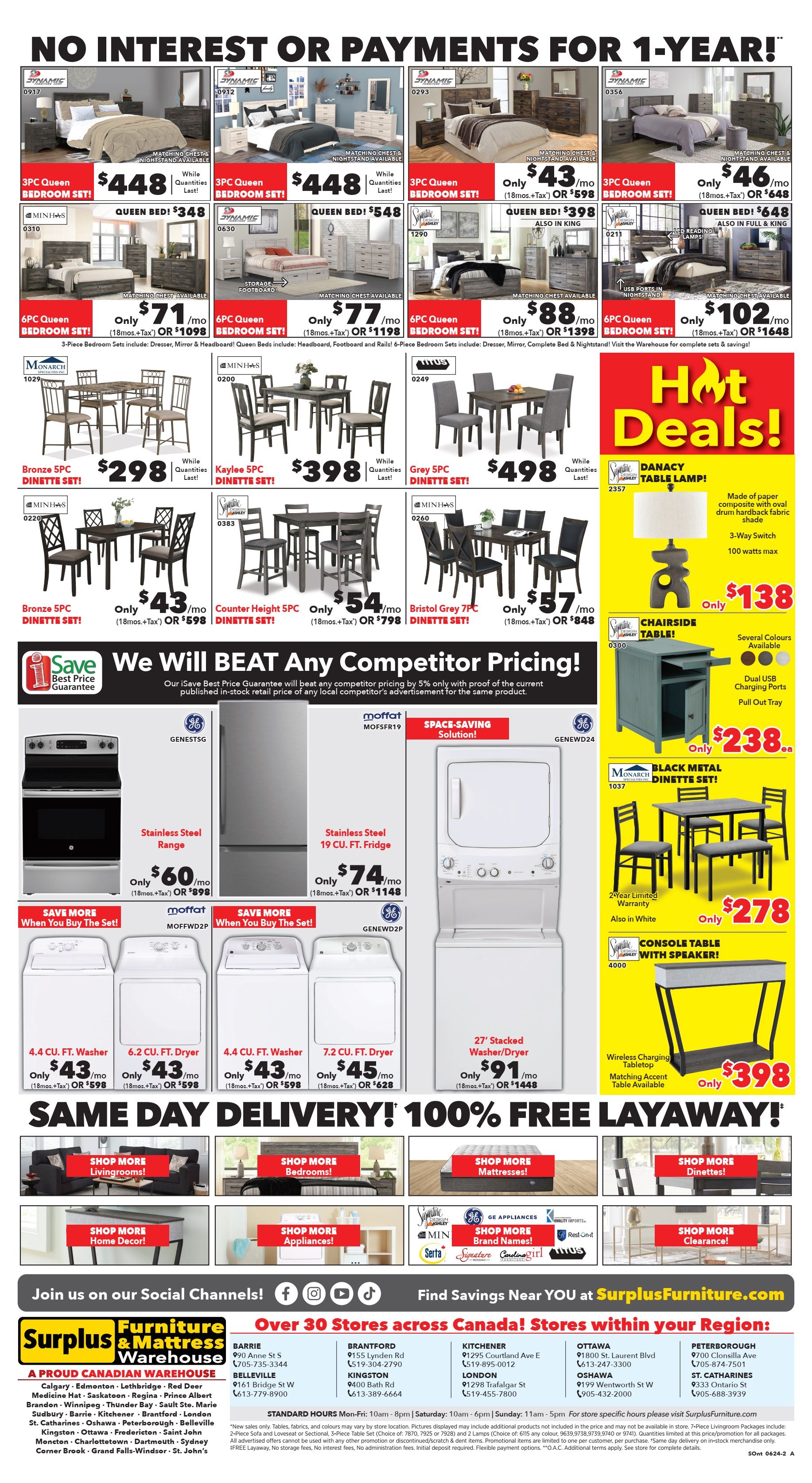 Surplus Furniture & Mattress Warehouse (Barrie, Belleville, Kingston, St. Catharines) Flyer June 10 to 23