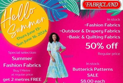 Fabricland (Oshawa, Whitby, Kitchener, St. Catharines, Welland) Flyer June 13 to 16