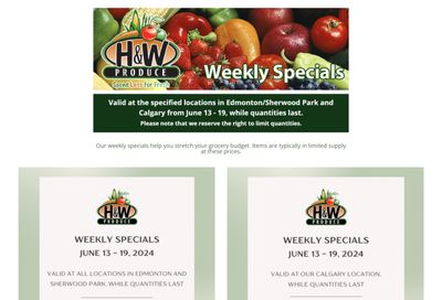 H&W Produce (Edmonton, Sherwood Park & Calgary) Flyer June 13 to 19