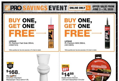 Home Depot Pro Savings Event Flyer June 3 to 10