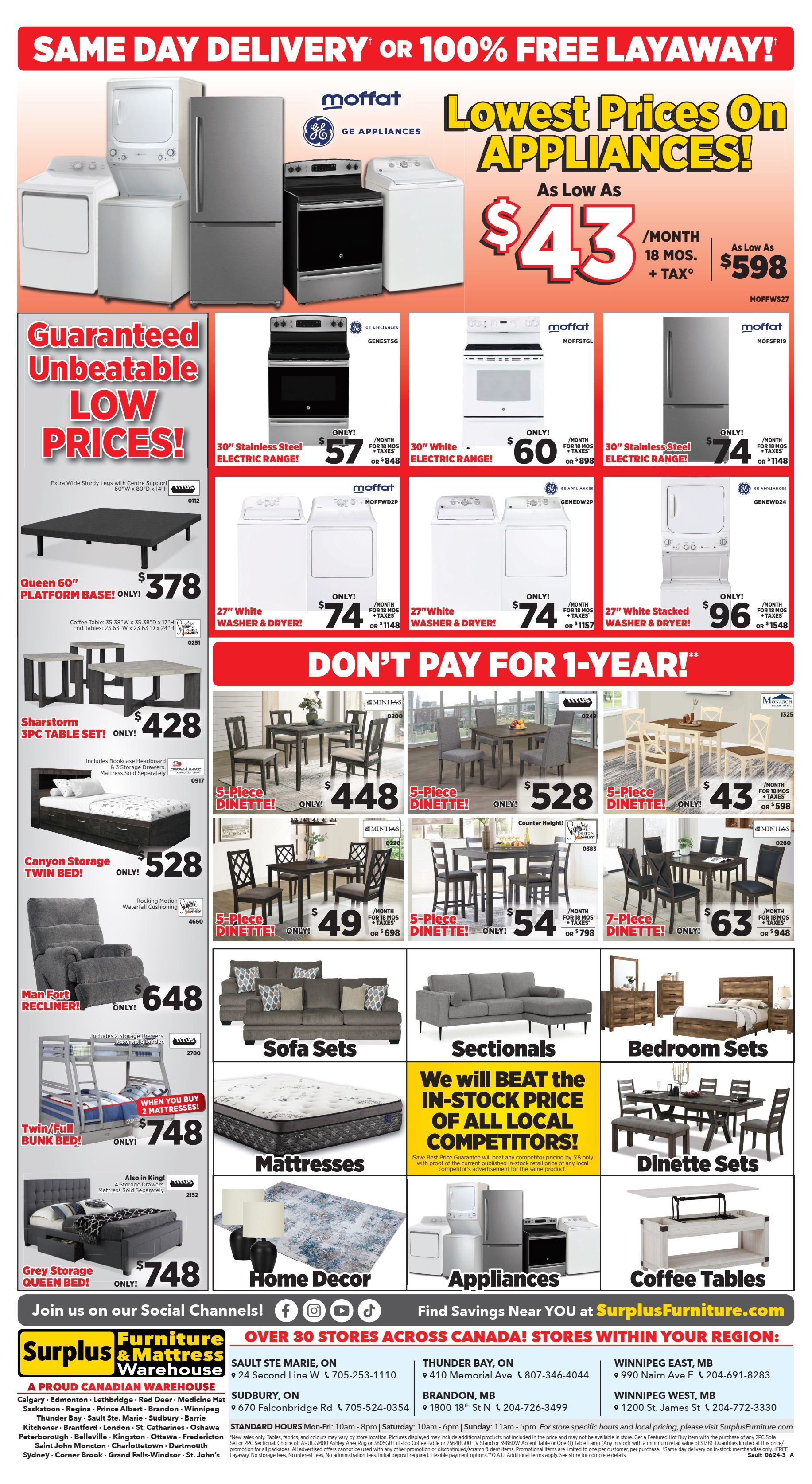 Surplus Furniture & Mattress Warehouse (Sault Ste Marie) Flyer June 24 to July 1