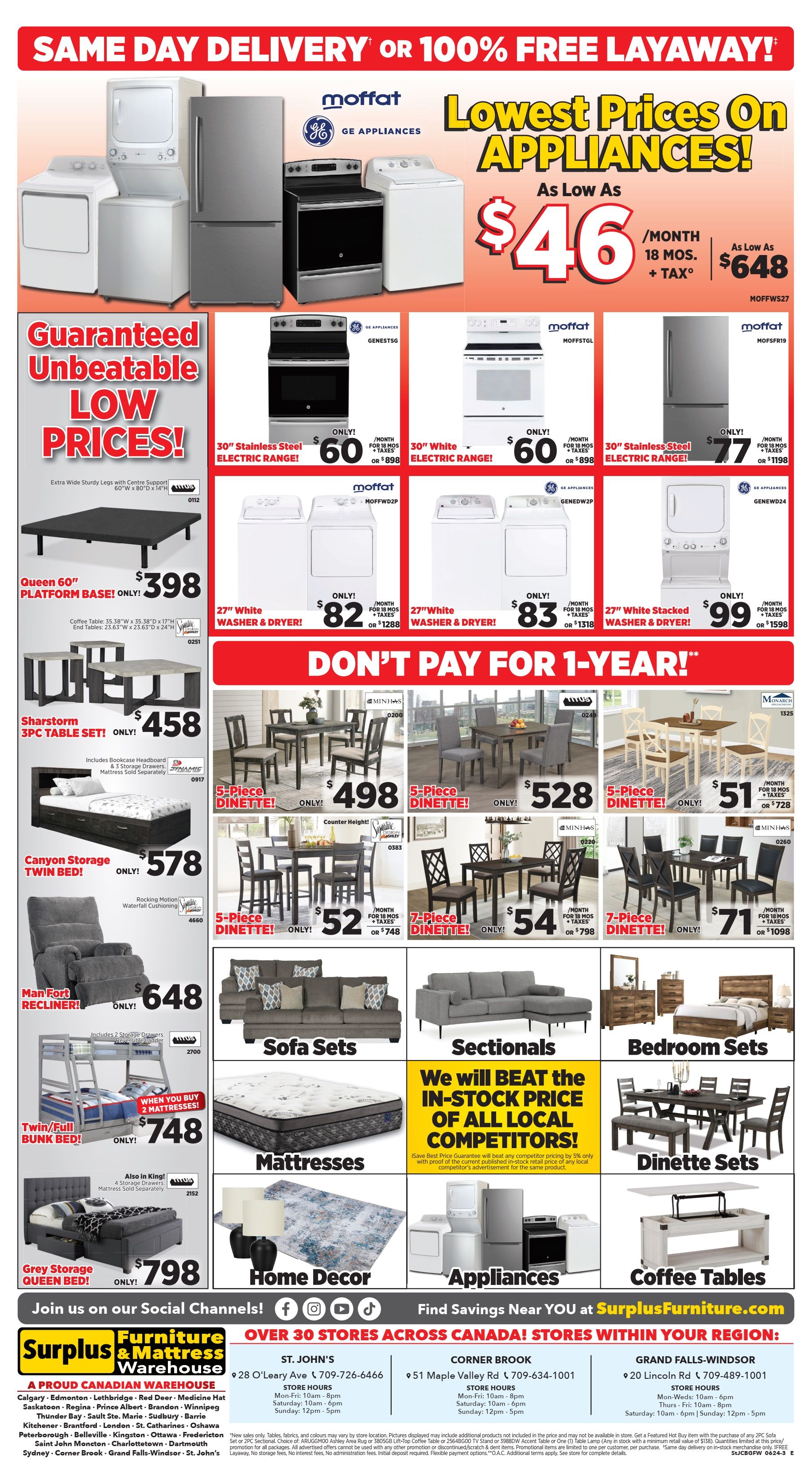Surplus Furniture & Mattress Warehouse (Grand Falls Windsor) Flyer June 24 to July 1