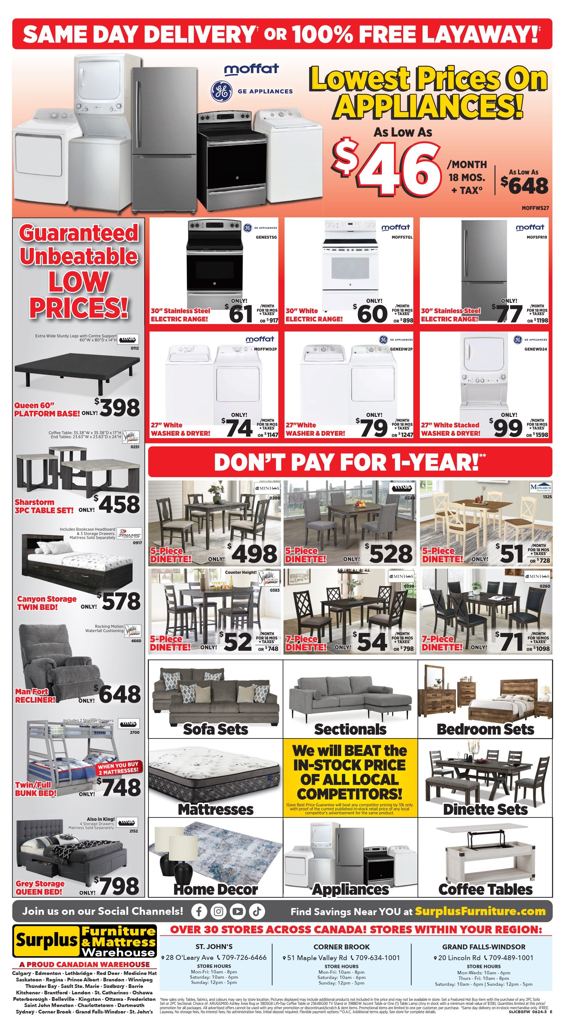 Surplus Furniture & Mattress Warehouse (Corner Brook) Flyer June 24 to July 1