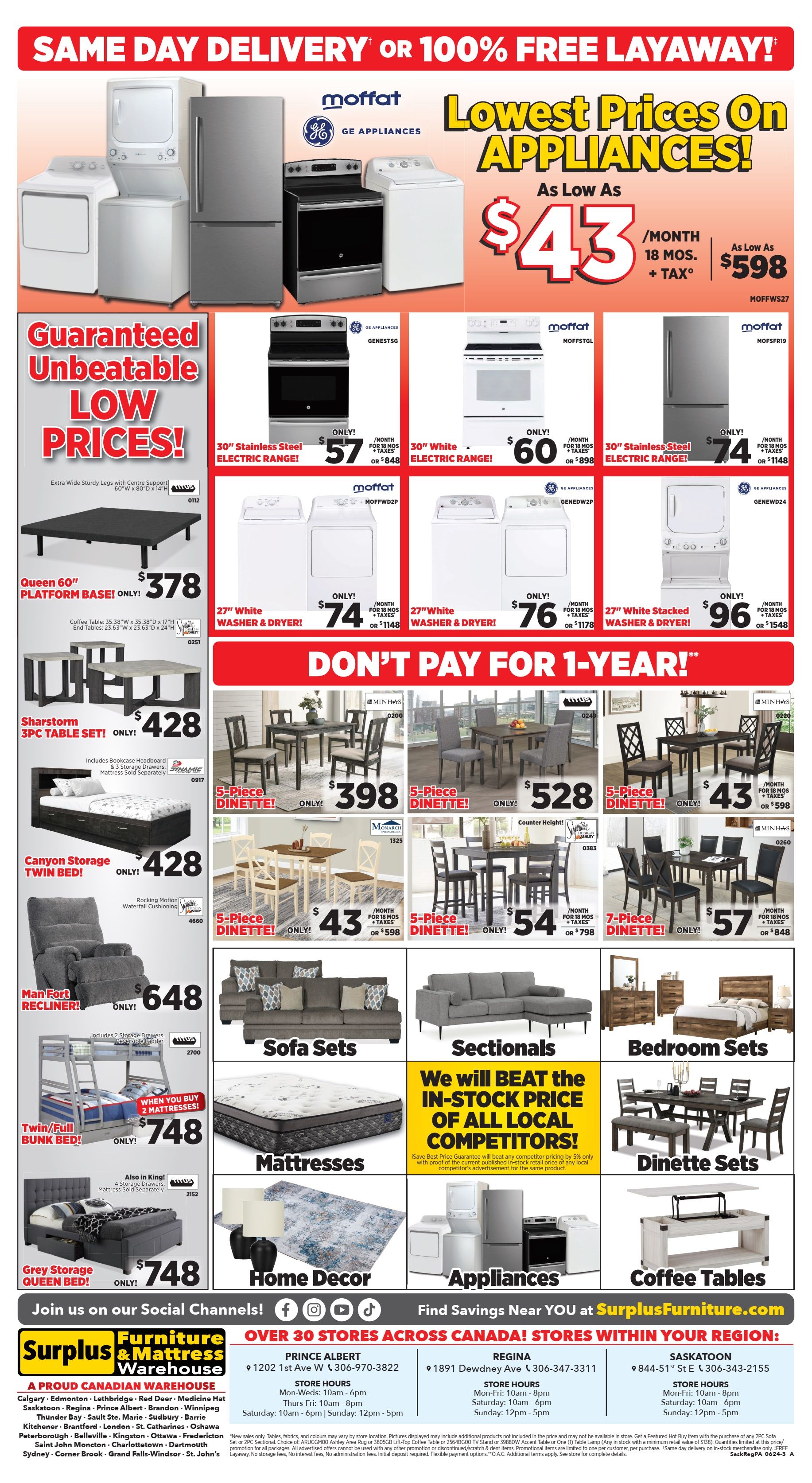Surplus Furniture & Mattress Warehouse (Regina, Saskatoon, Prince Albert) Flyer June 24 to July 1