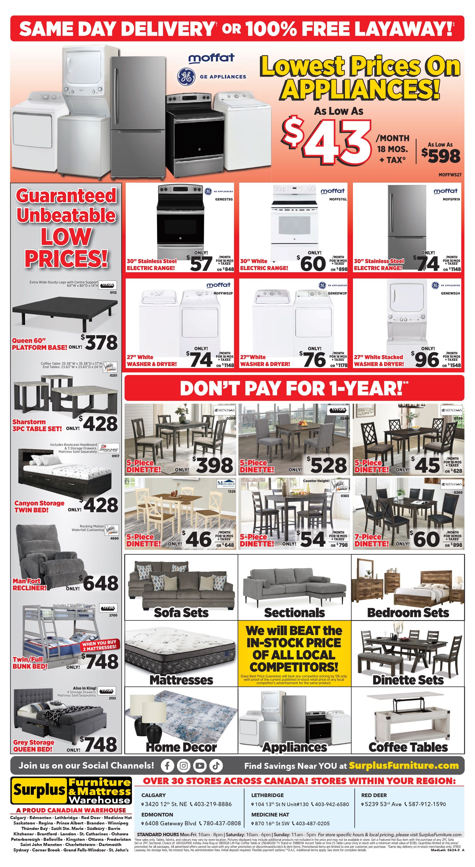 Surplus Furniture & Mattress Warehouse (Medicine Hat, Lethbridge) Flyer June 24 to July 1