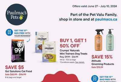 Paulmac's Pets Flyer June 27 to July 10