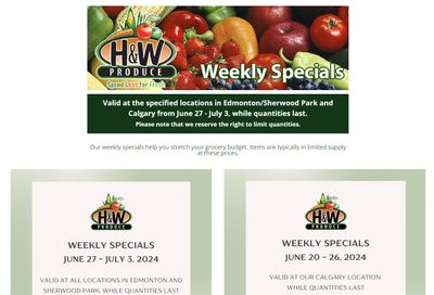 H&W Produce (Edmonton, Sherwood Park & Calgary) Flyer June 27 to July 3