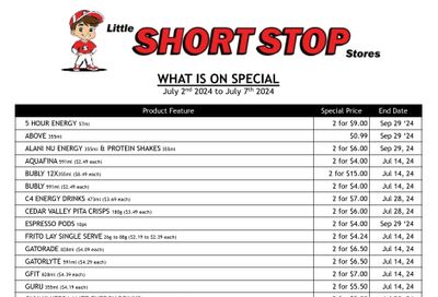 Little Short Stop Flyer July 2 to 7