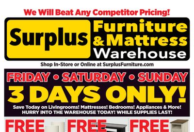 Surplus Furniture & Mattress Warehouse (Winnipeg) Flyer July 2 to 7