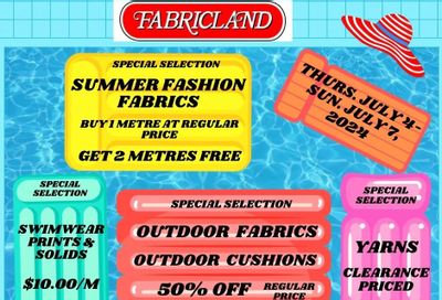 Fabricland (Oshawa, Whitby, Kitchener, St. Catharines, Welland) Flyer July 4 to 7