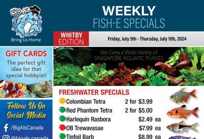 Big Al's (Whitby) Weekly Specials July 5 to 11