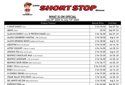 Little Short Stop Flyer July 8 to 14