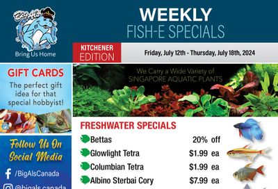 Big Al's (Kitchener) Weekly Specials July 12 to 18