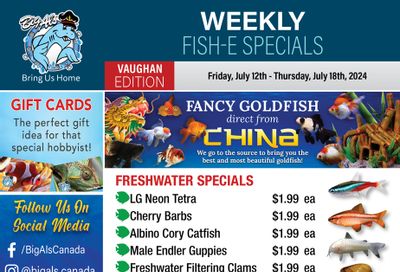 Big Al's (Vaughan) Weekly Specials July 12 to 18