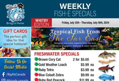 Big Al's (Whitby) Weekly Specials July 12 to 18