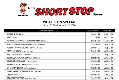 Little Short Stop Flyer July 15 to 21