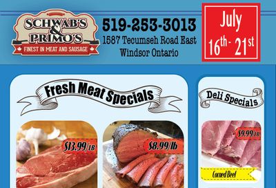 Schwab's & Primo's Flyer July 16 to 21