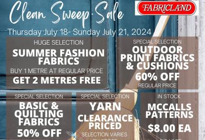 Fabricland (Oshawa, Whitby, Kitchener, St. Catharines, Welland) Flyer July 18 to 21